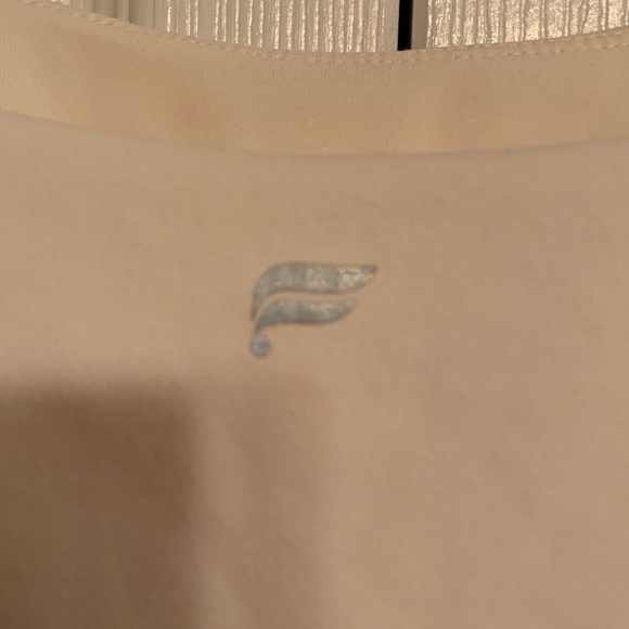 Fabletics, cream color crop tank top tie dye rainbow pattern, size medium, EUC - Picture 5 of 10